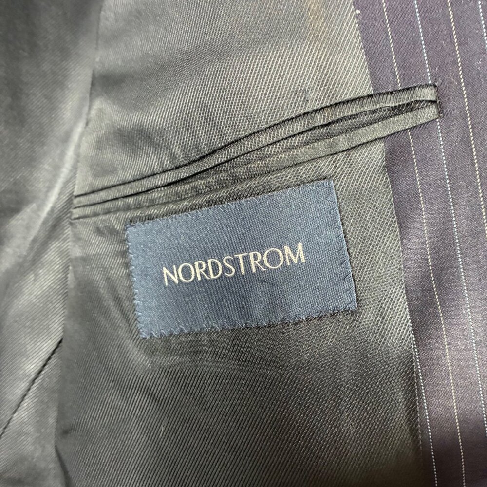 VTG Burberry Nordstrom Wool Pinstripe Kensington Blazer Union Size 46 Reg Retro - Picture 12 of 14
